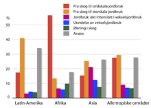 Orsaker till avskogning - alla regnskogsområden