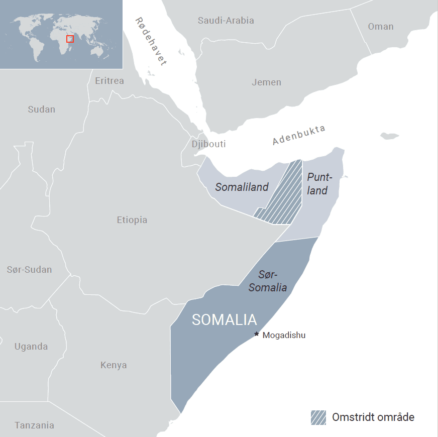 Karta över Somalia. Ill: FN- sambandet